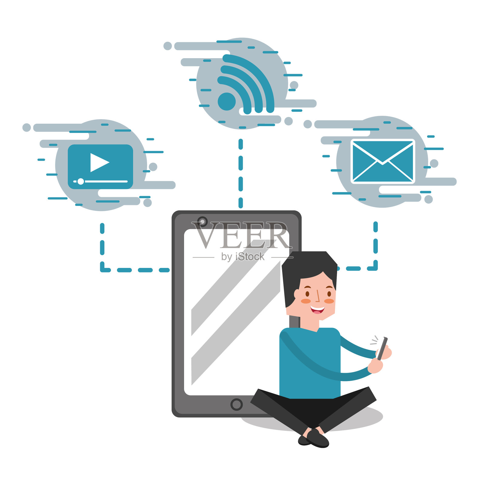 人与智能手机的角色设计元素图片