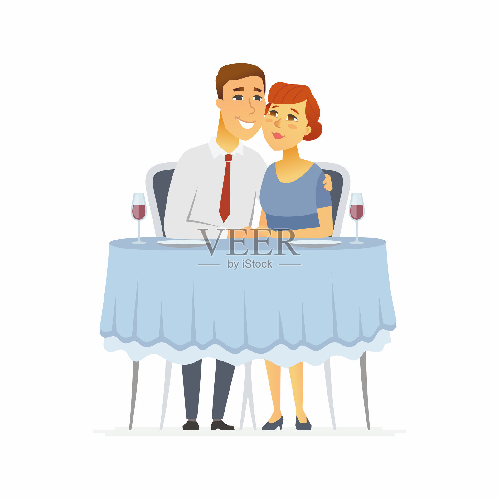 饭店里的幸福夫妻——卡通人物插画图片素材