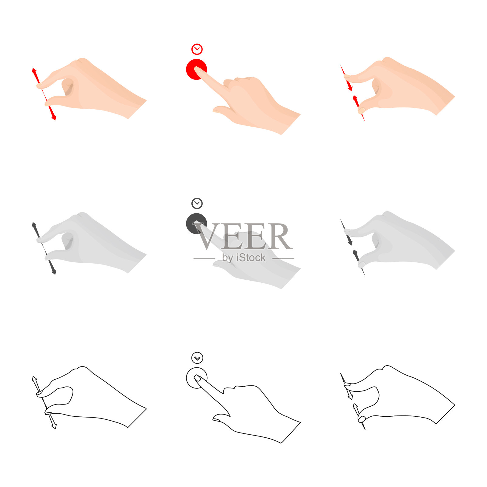 触摸屏和手图标插画图片素材