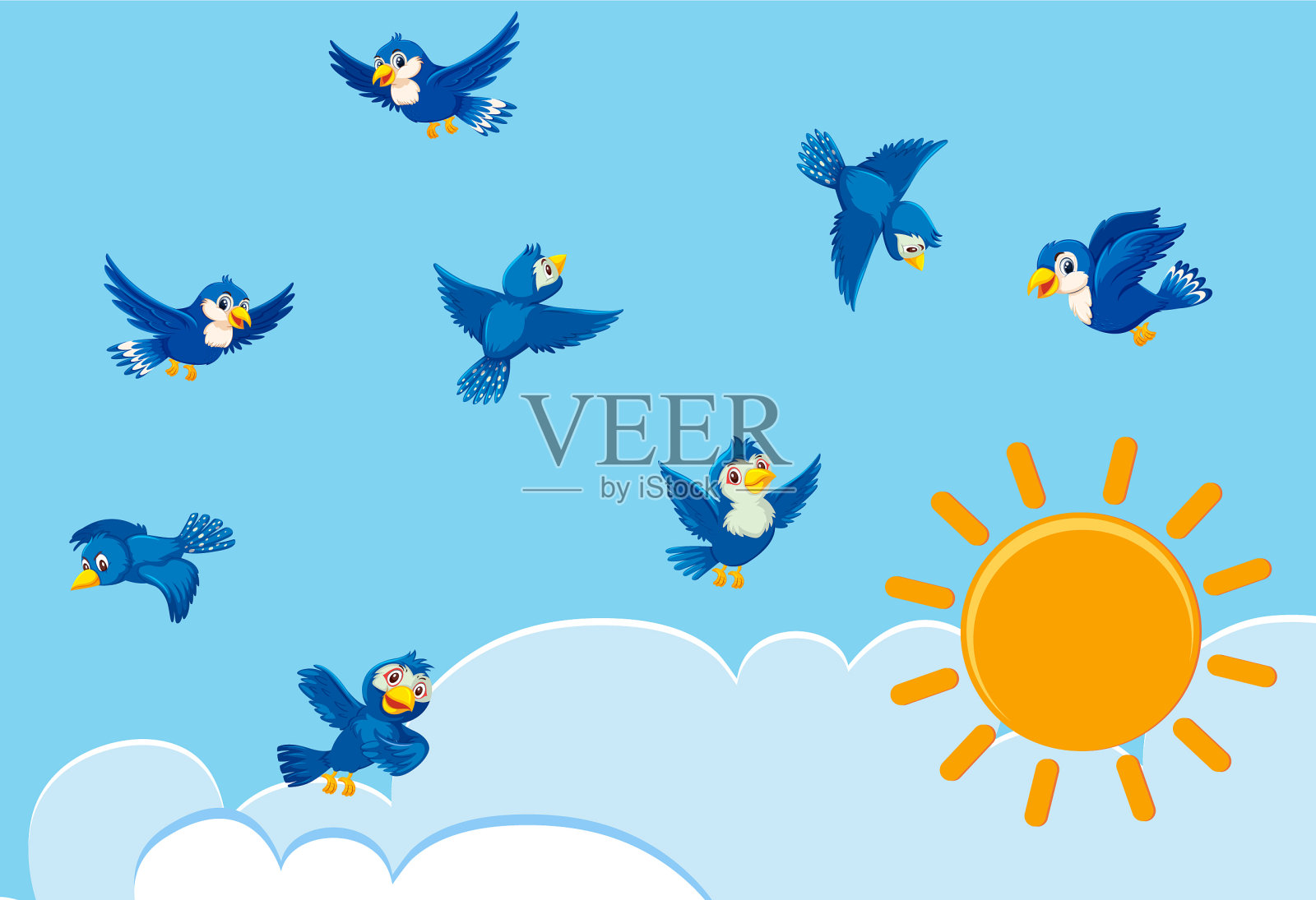 天空中的鸟儿插画图片素材