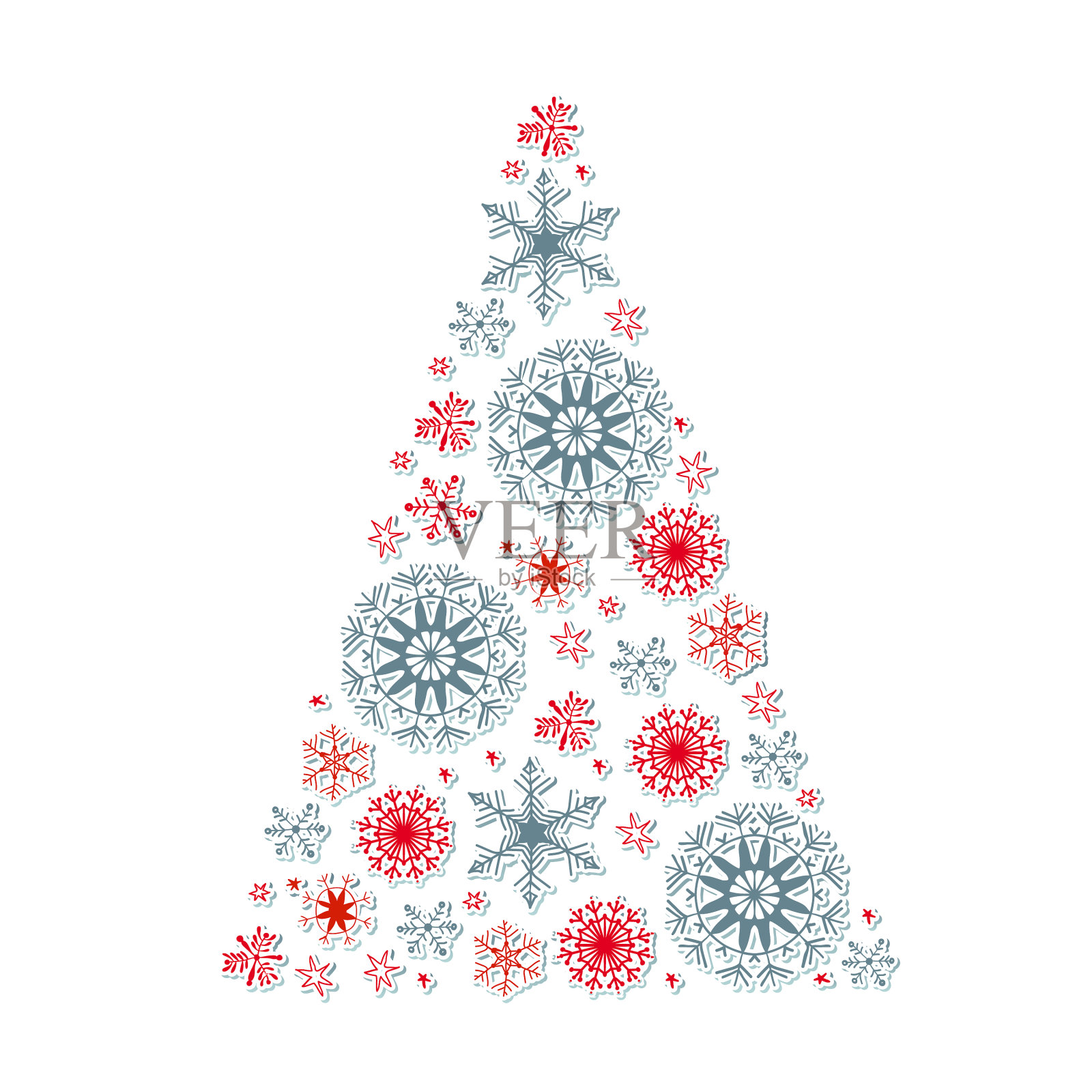 用雪花做成的圣诞树设计元素图片