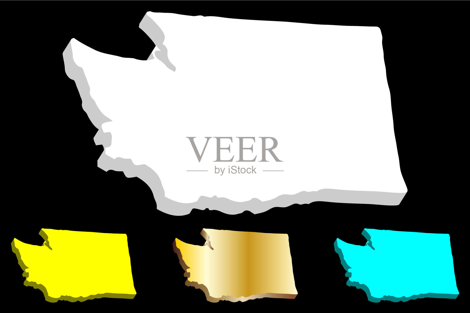 华盛顿州的3d地图插画图片素材