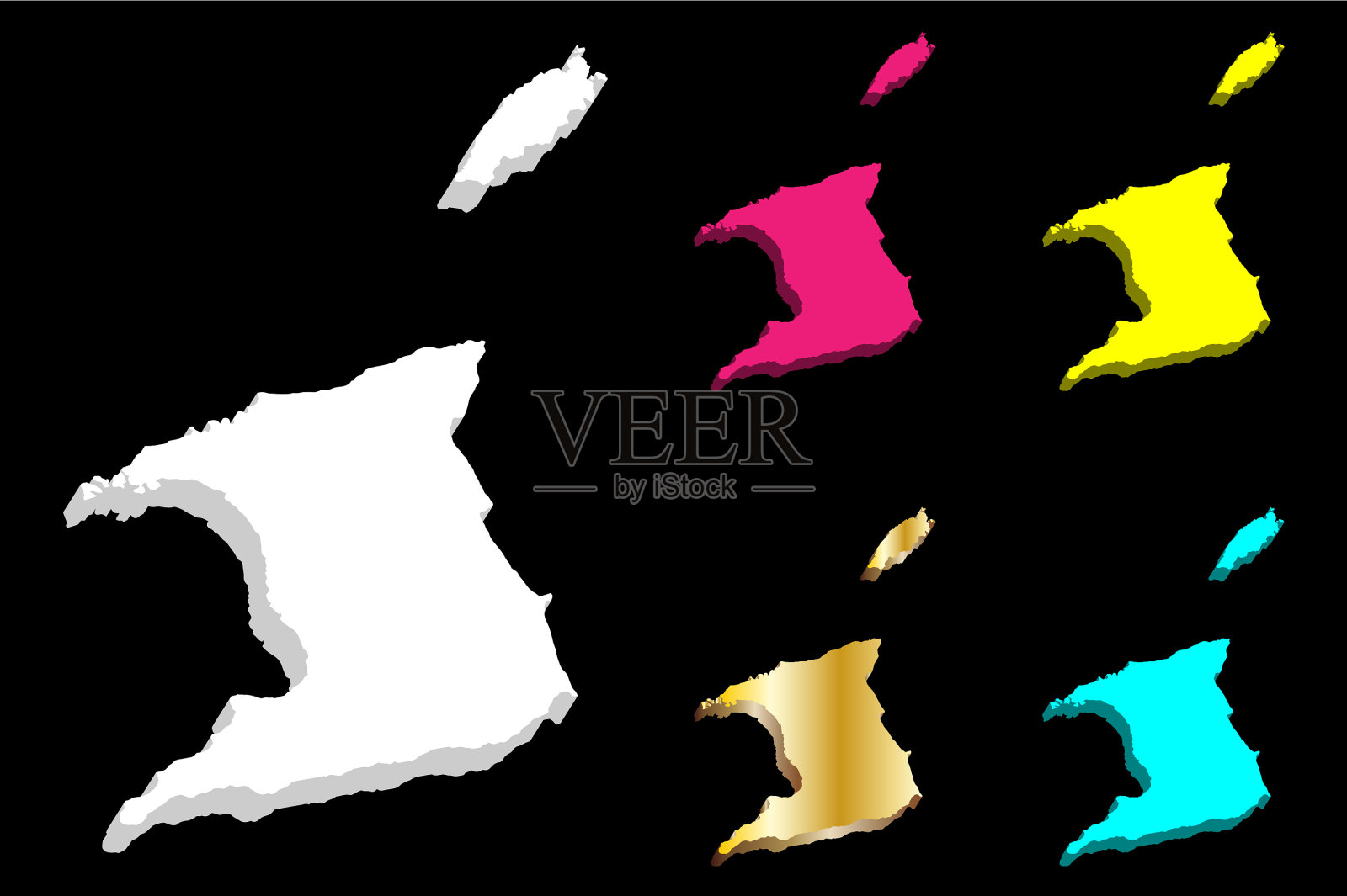 特立尼达和多巴哥3d地图插画图片素材