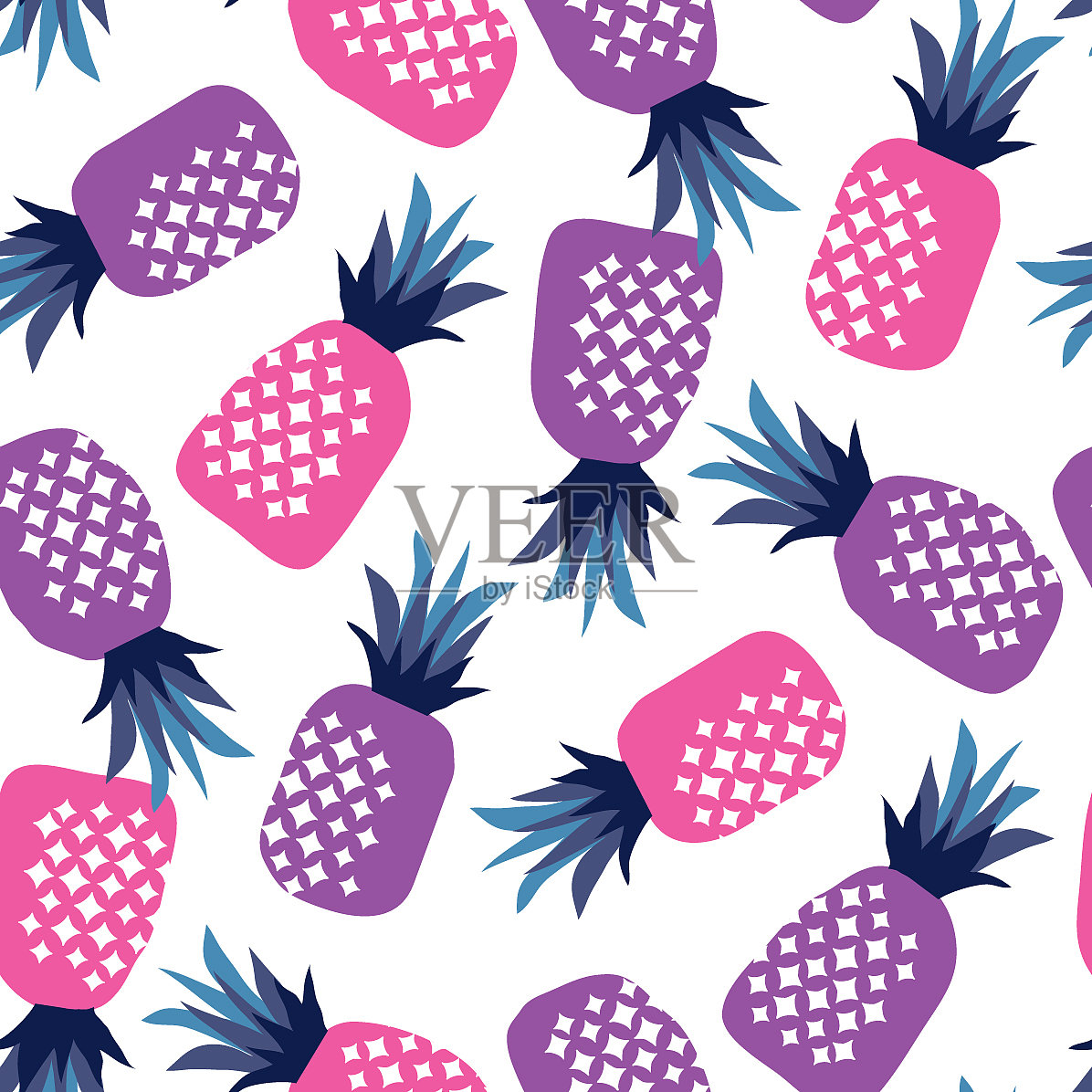 概念粉和紫外线菠萝插画图片素材