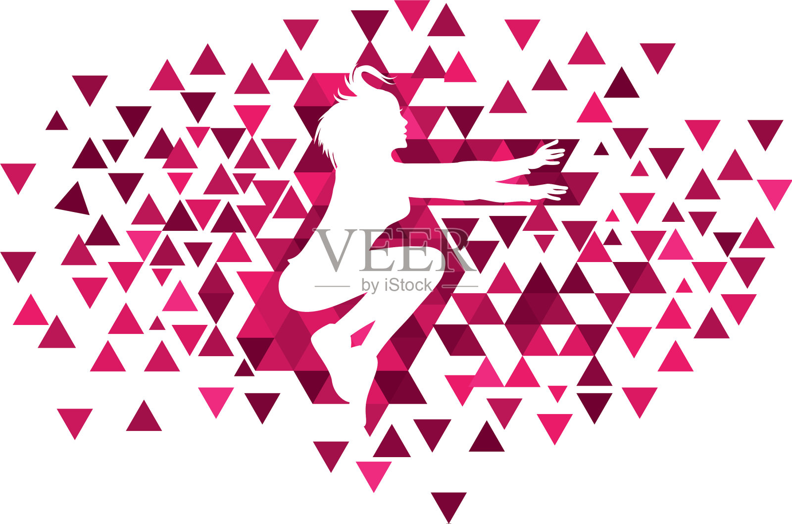 女孩与多边形设计设计元素图片