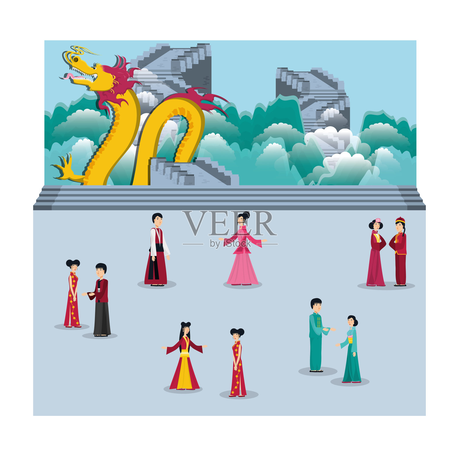 中国文化人物性格插画图片素材