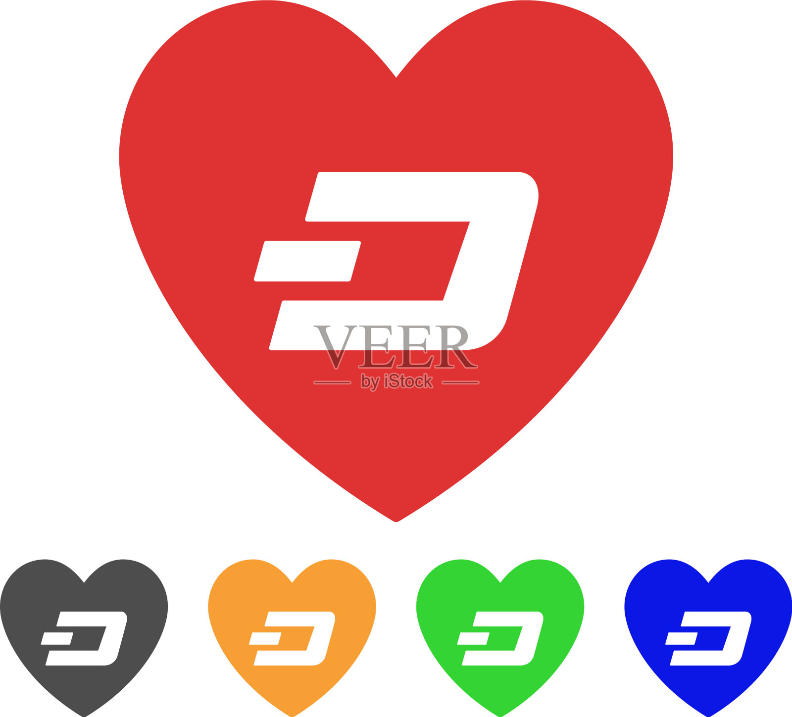 可爱的dash心形图标插画图片素材