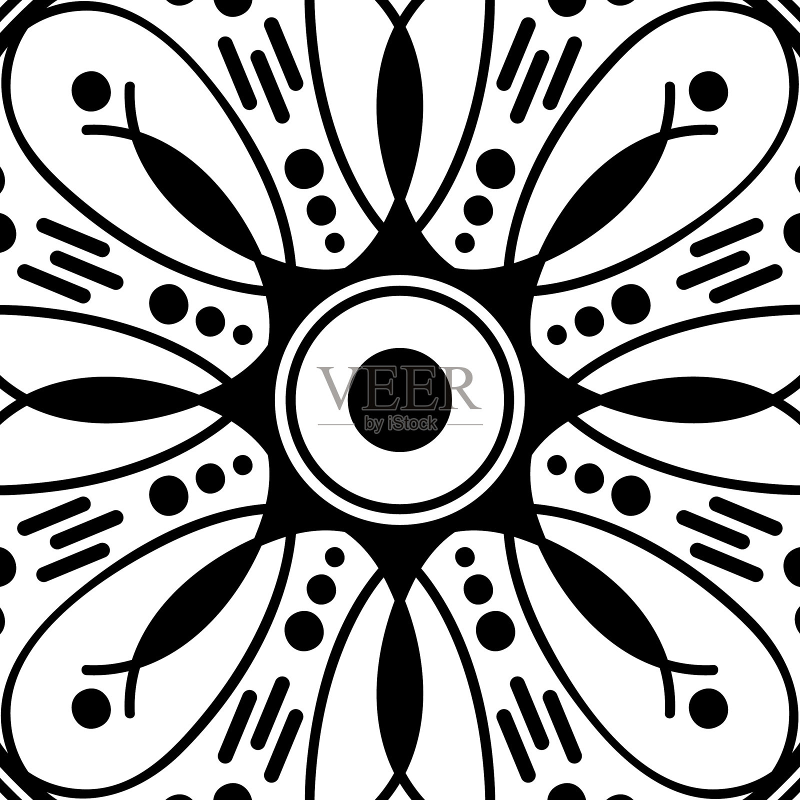 抽象图形方形背景与曼陀罗几何图案。矢量图插画图片素材