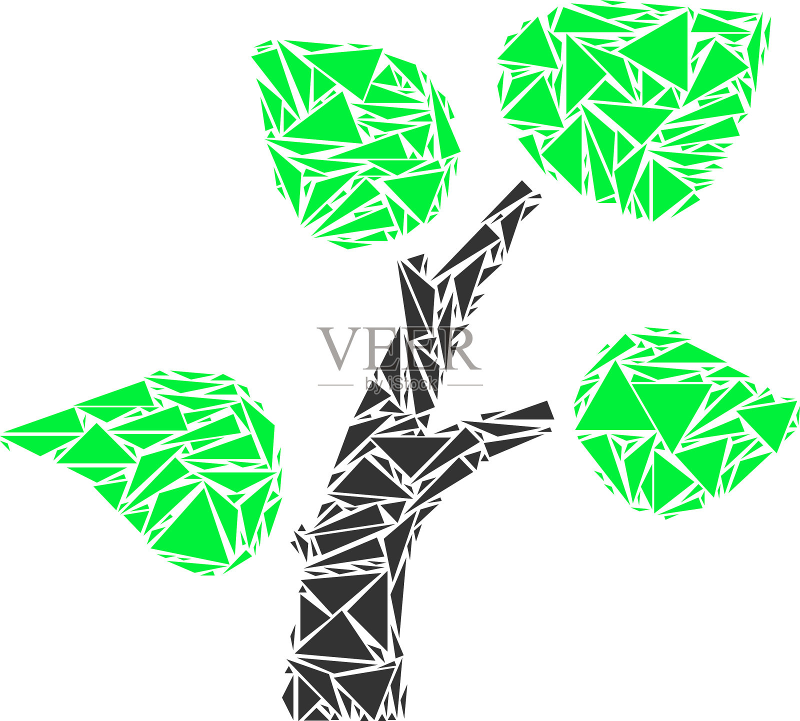 植物的三角形马赛克插画图片素材