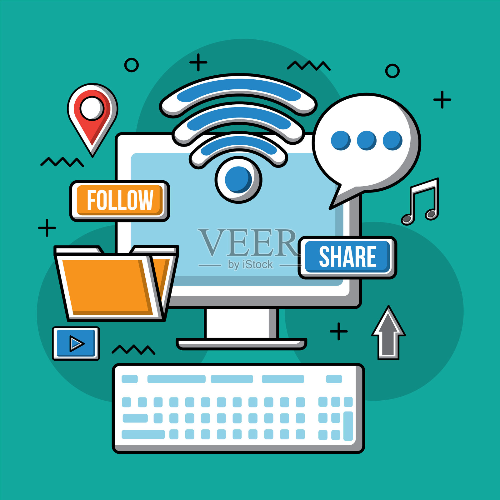 社交媒体技术插画图片素材