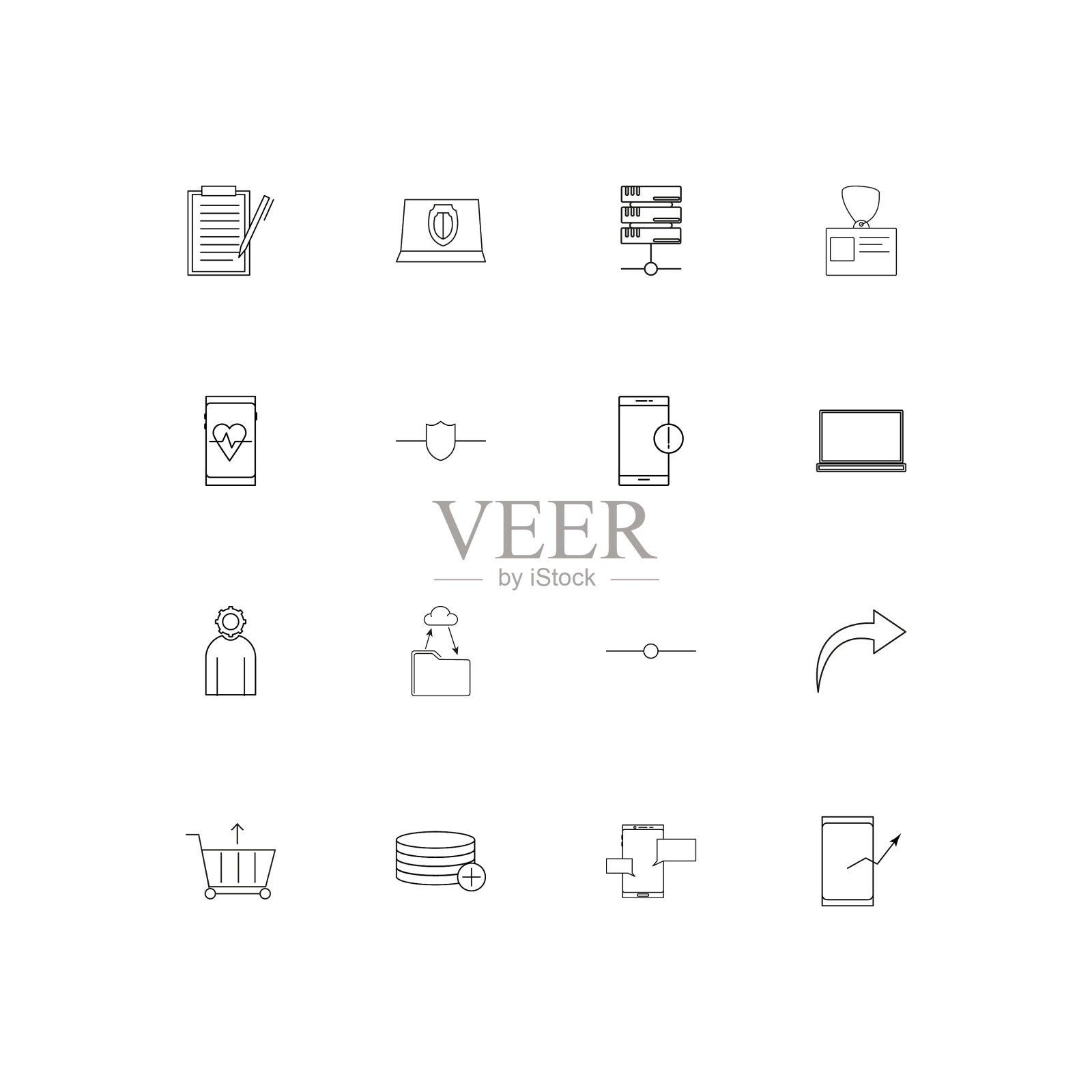 互联网技术线性瘦图标集图标素材