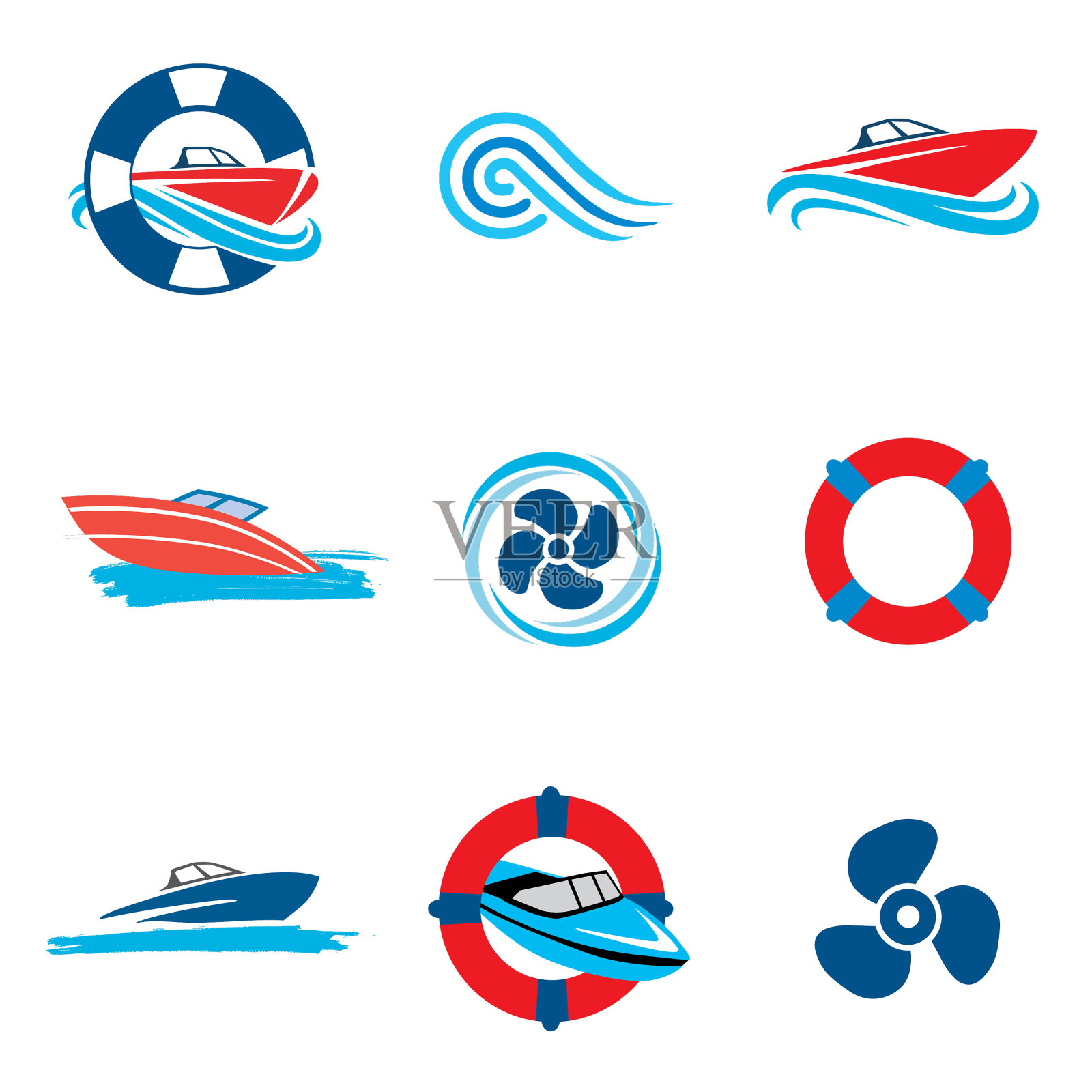 摩托艇图标套装图标素材