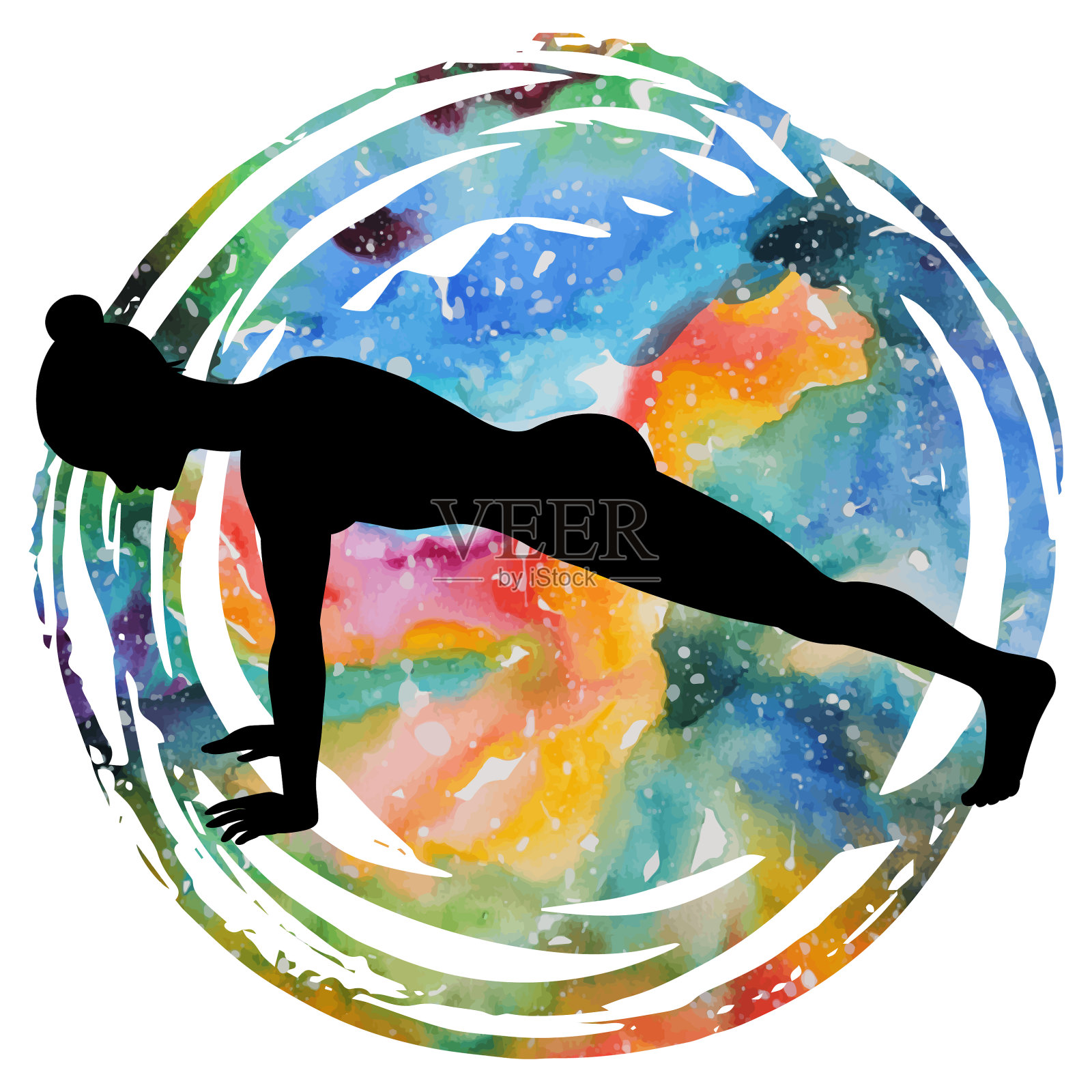 女性剪影高平板瑜伽姿势乌提希塔设计元素图片