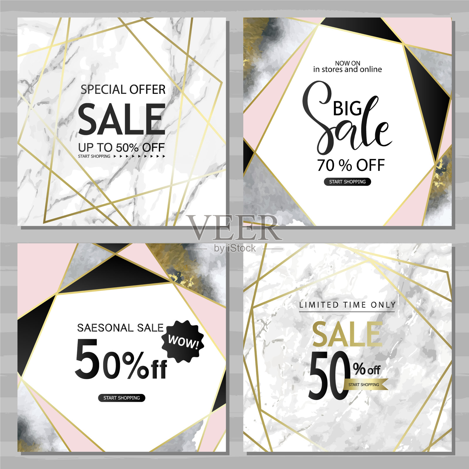 金色的现代几何社交媒体横幅插画图片素材