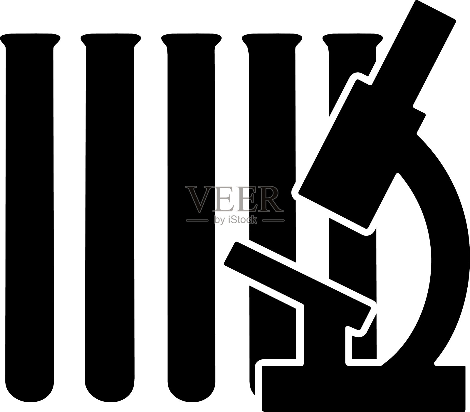 化学实验室试管和显微镜图标插画图片素材