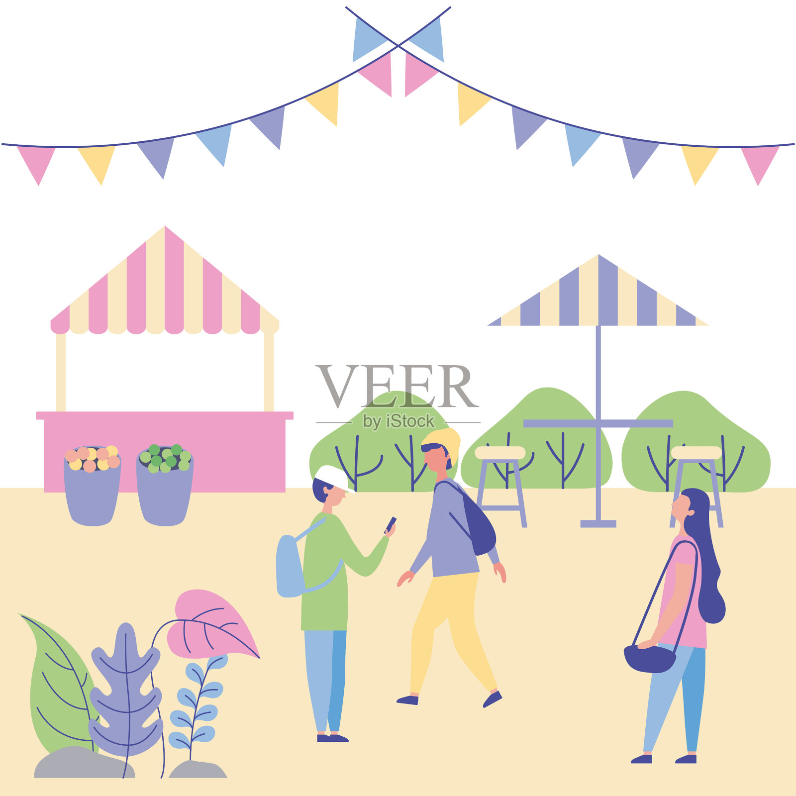 人们户外活动插画图片素材