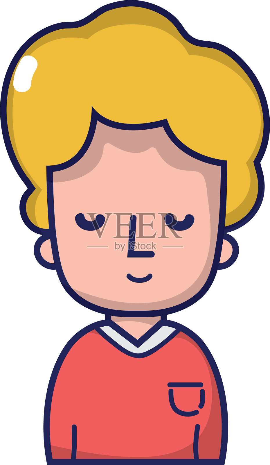 闭着眼睛穿着休闲t恤的男人设计元素图片