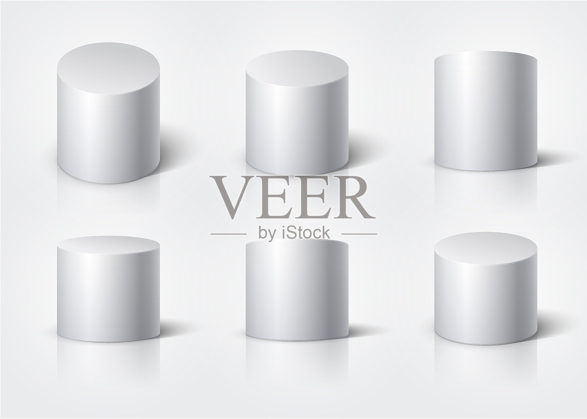 白色现实圆柱体空站在讲台周围插画图片素材