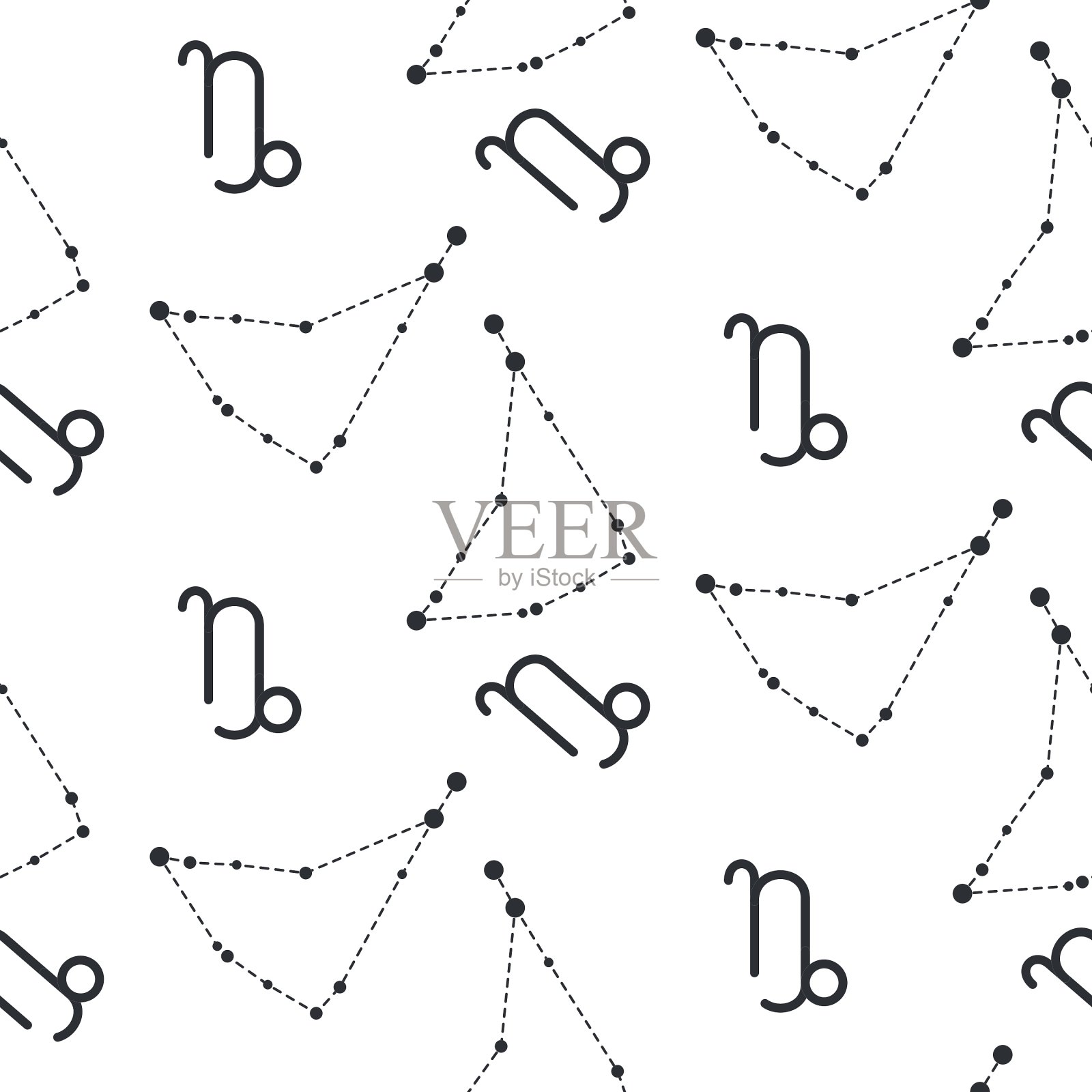 摩羯座无缝图案插画图片素材