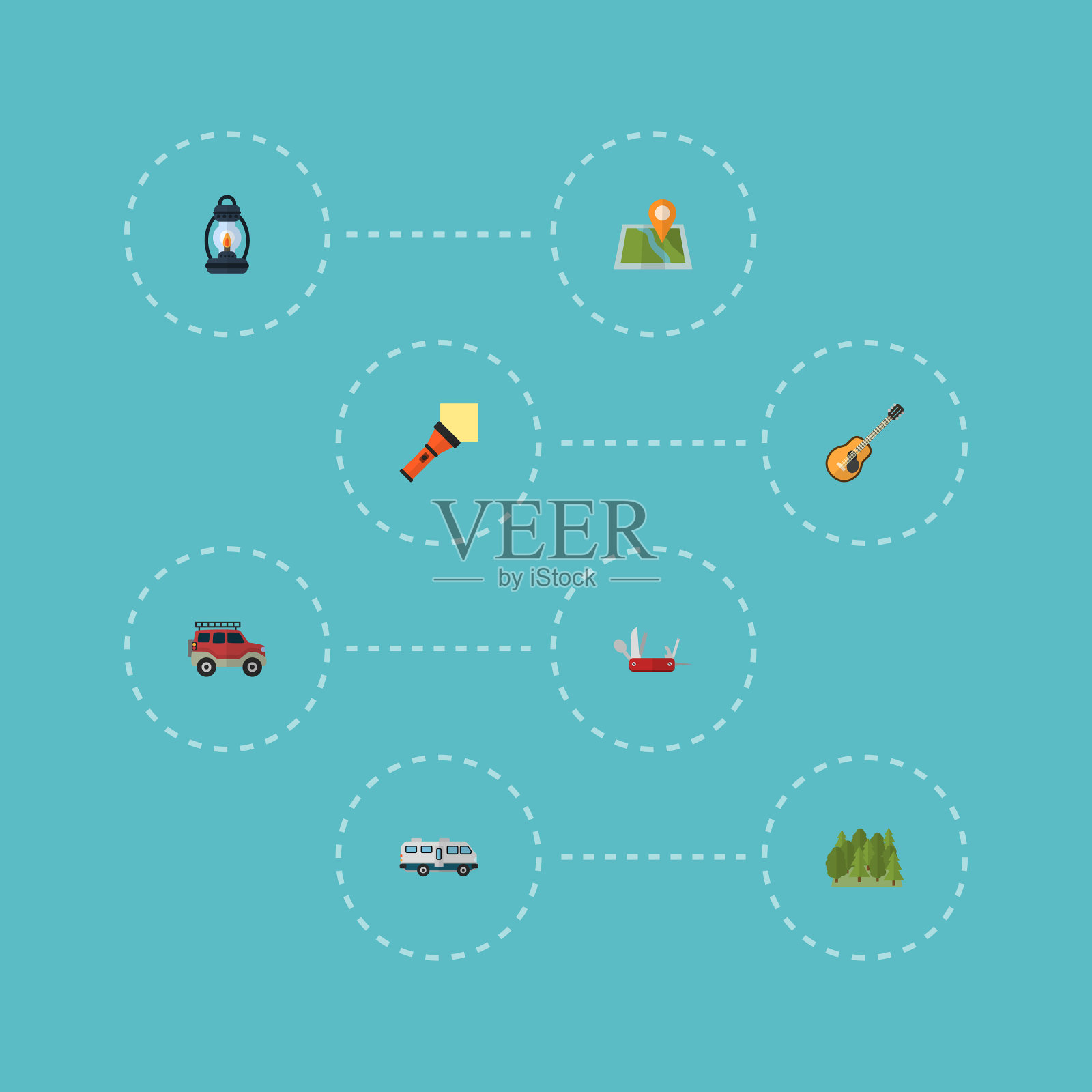 平面图标定位大篷车suv等图标素材