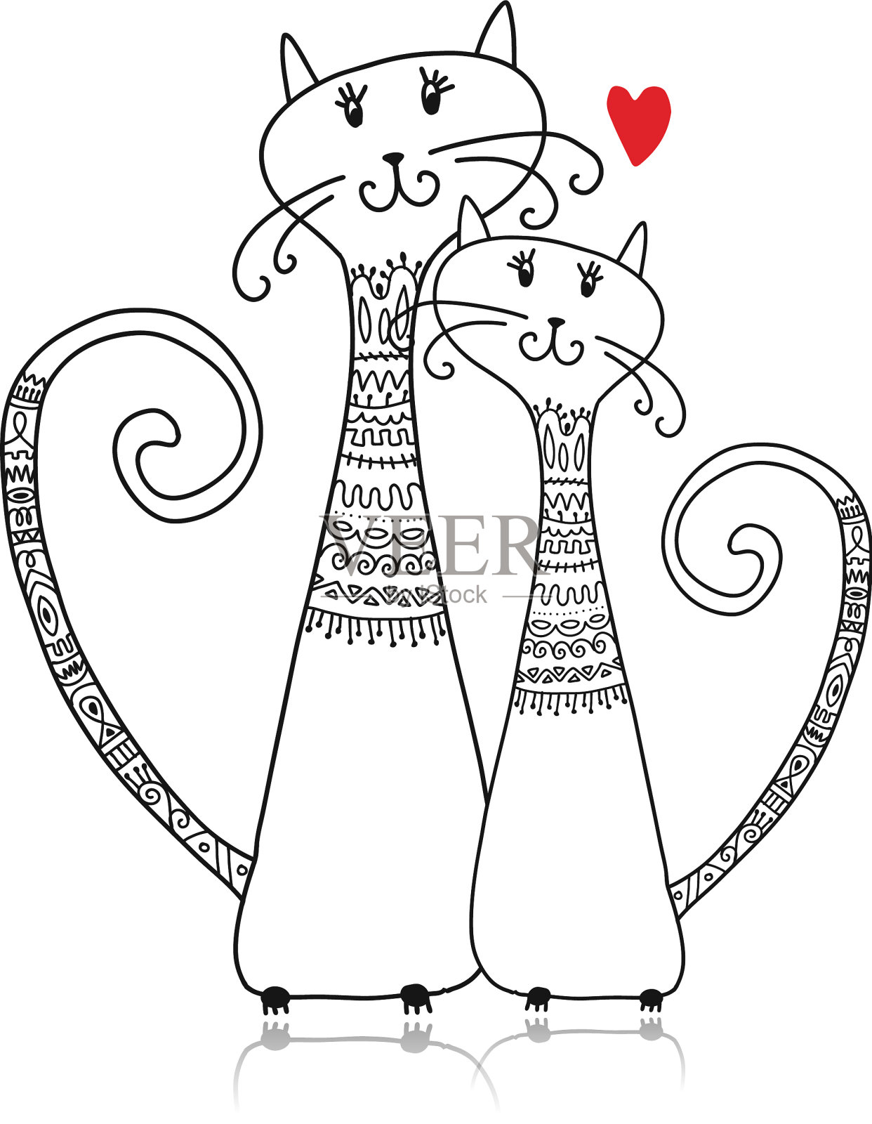 几只穿着舒适毛衣的猫给你素描设计元素图片