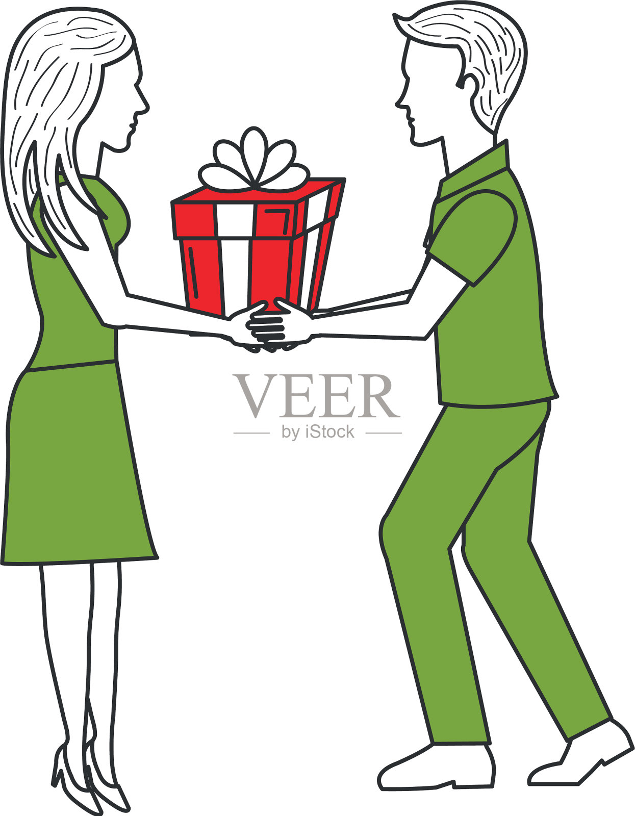 夫妇与礼盒礼物设计元素图片