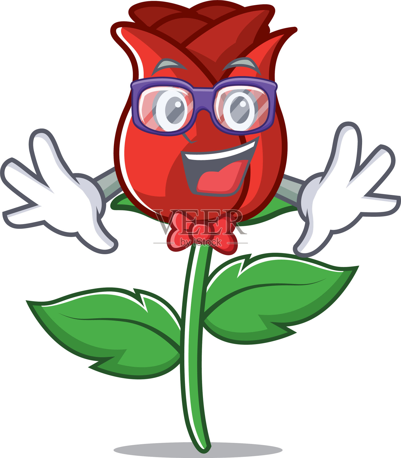 极客红玫瑰卡通人物设计元素图片