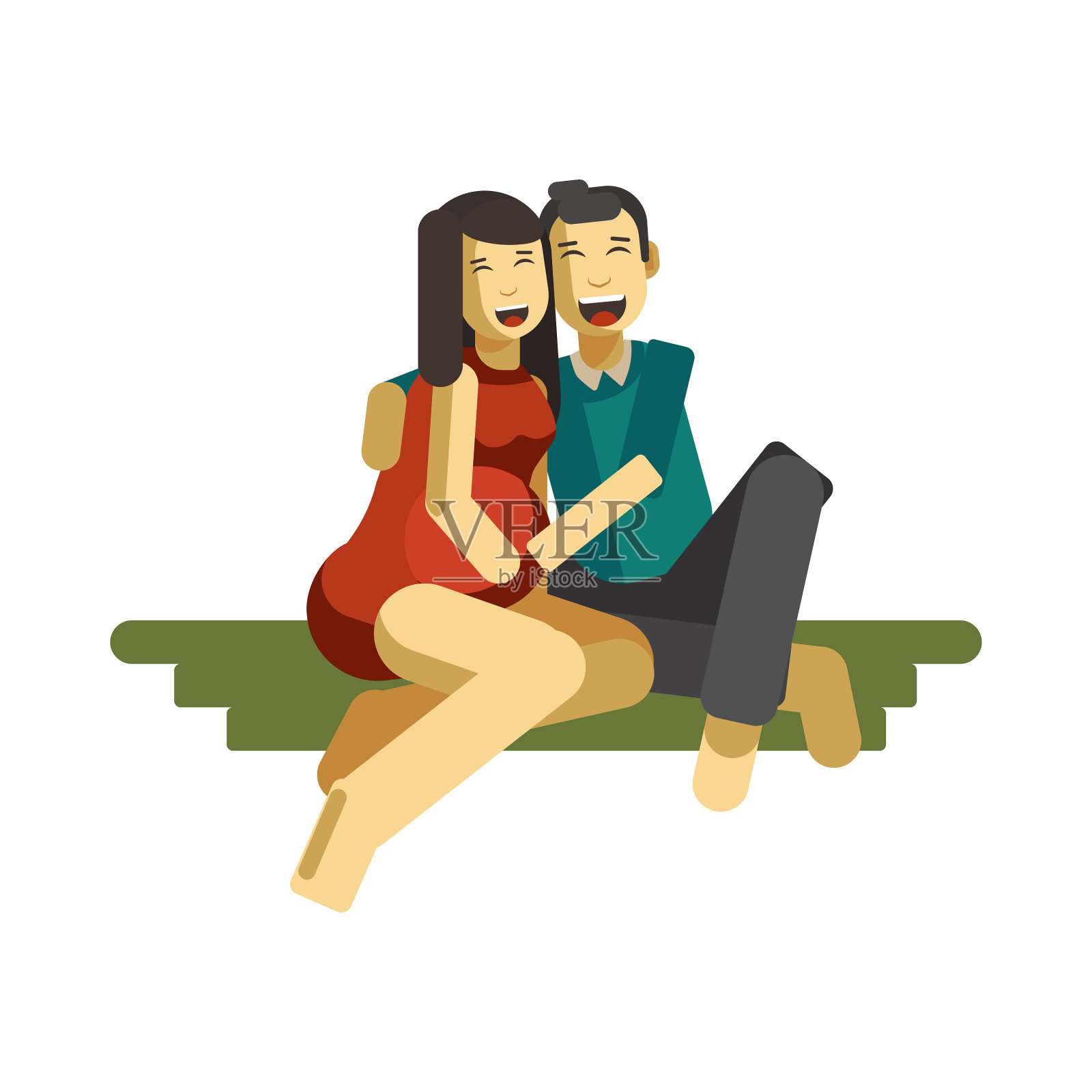 一个孕妇和她的丈夫坐在一块设计元素图片