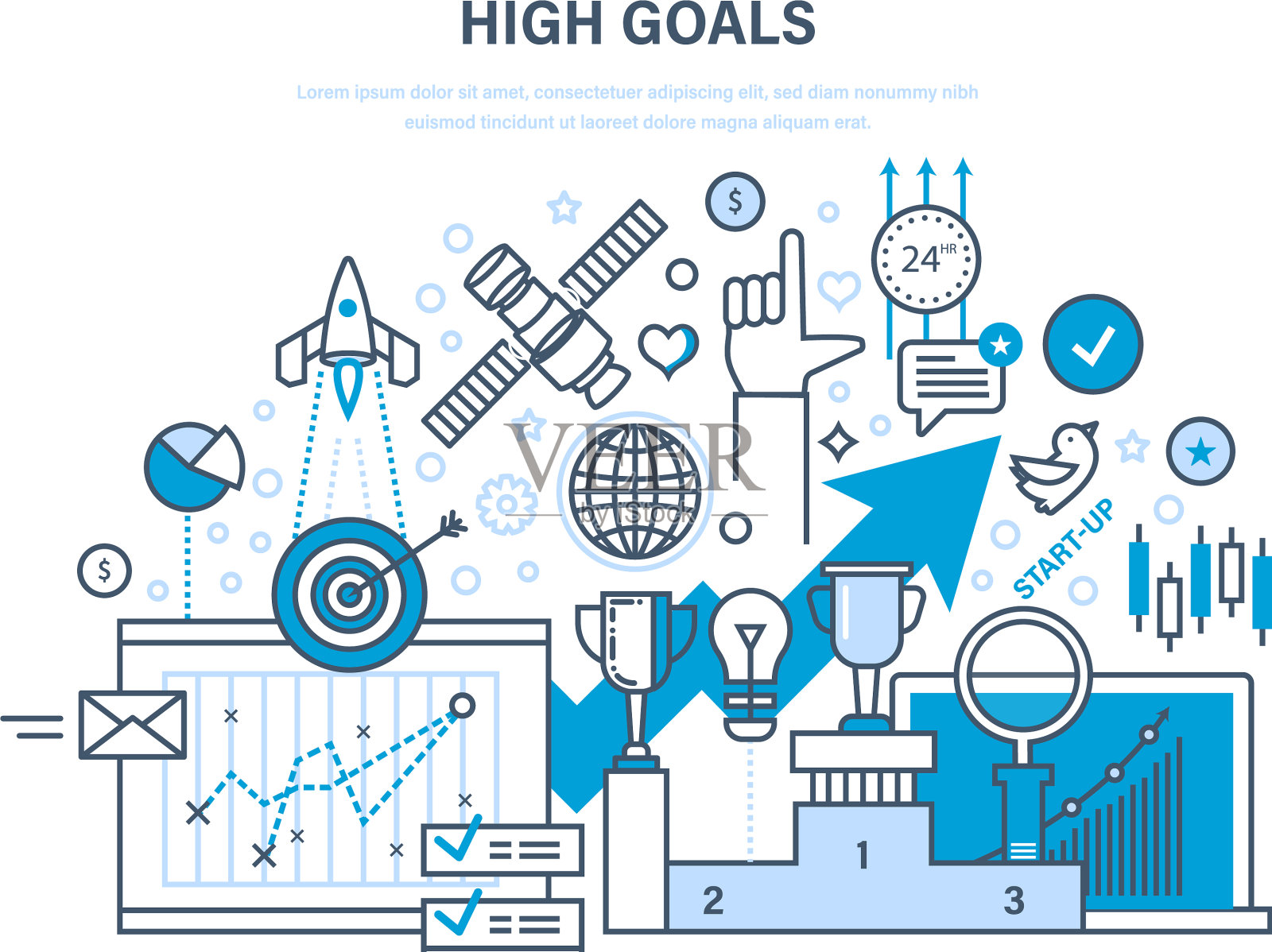 实现高目标自我完善插画图片素材