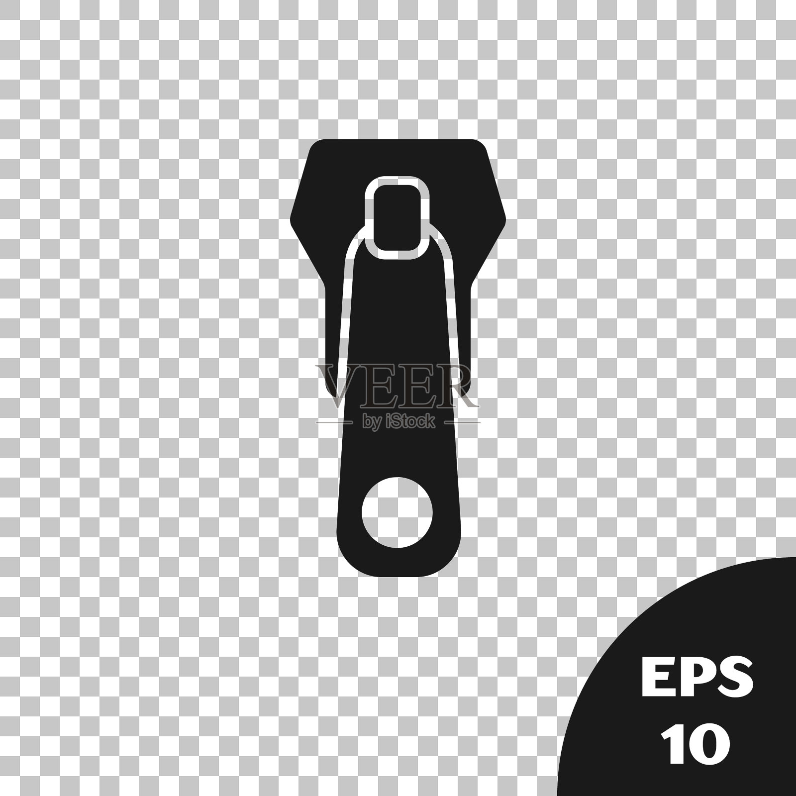 黑色拉链图标隔离在透明插画图片素材