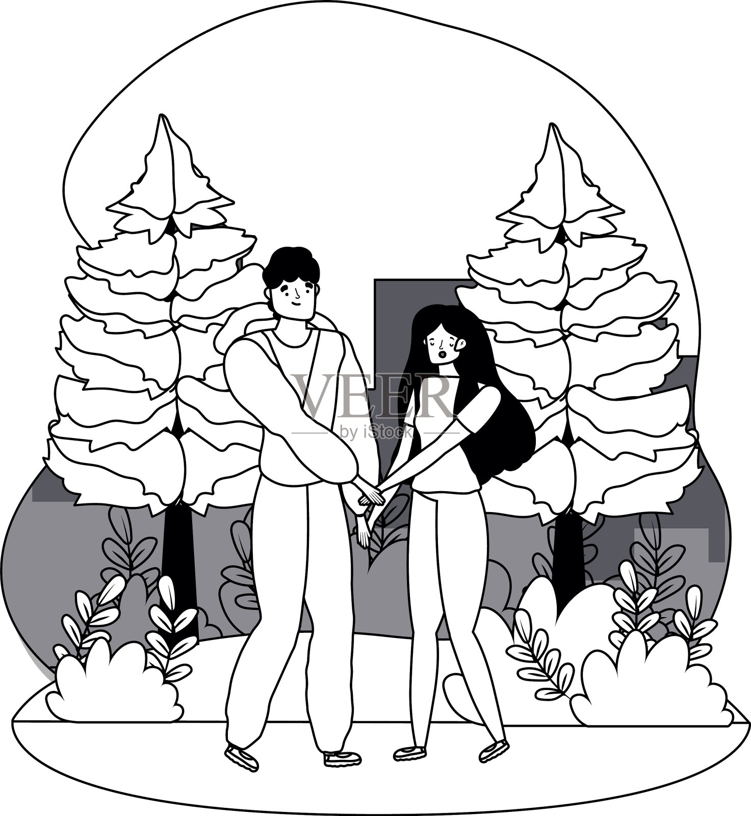 一对男女卡通设计设计元素图片