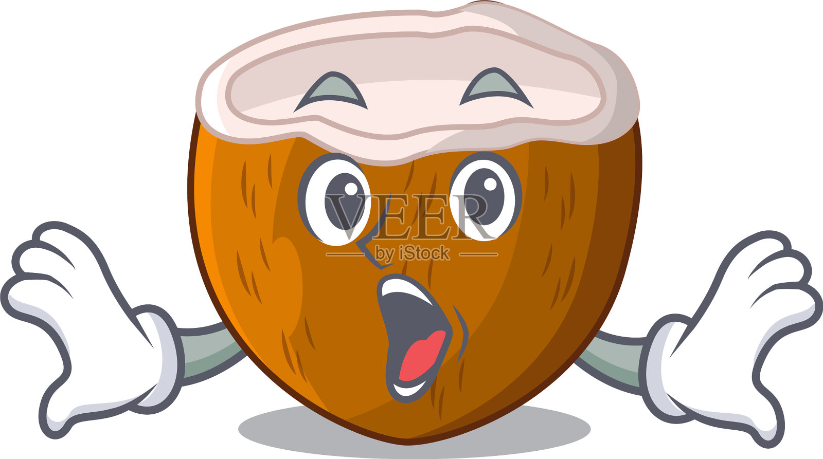 海滩上惊喜的卡通饮料椰子设计元素图片