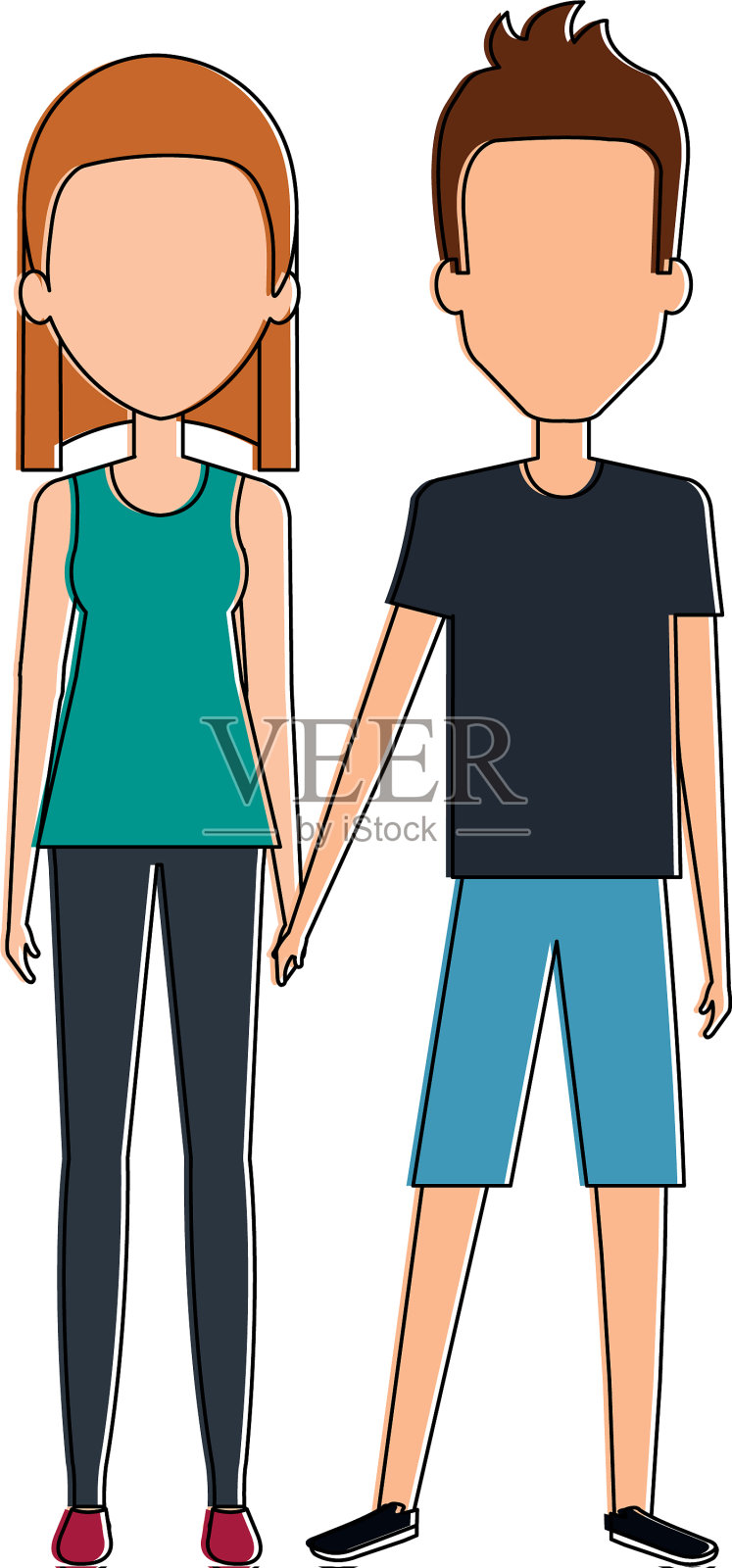 情侣化身角色插画图片素材