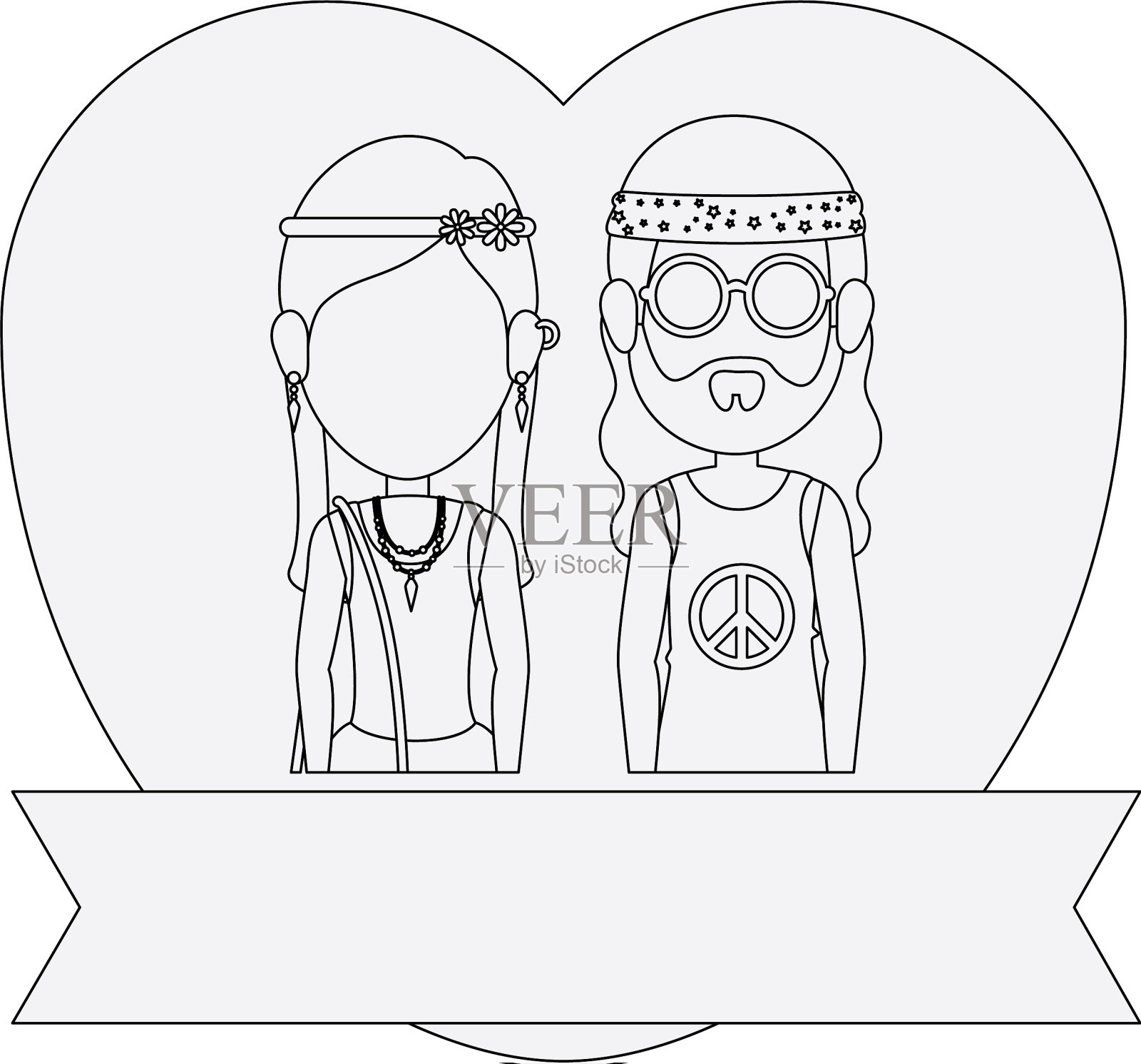 嬉皮风格设计插画图片素材