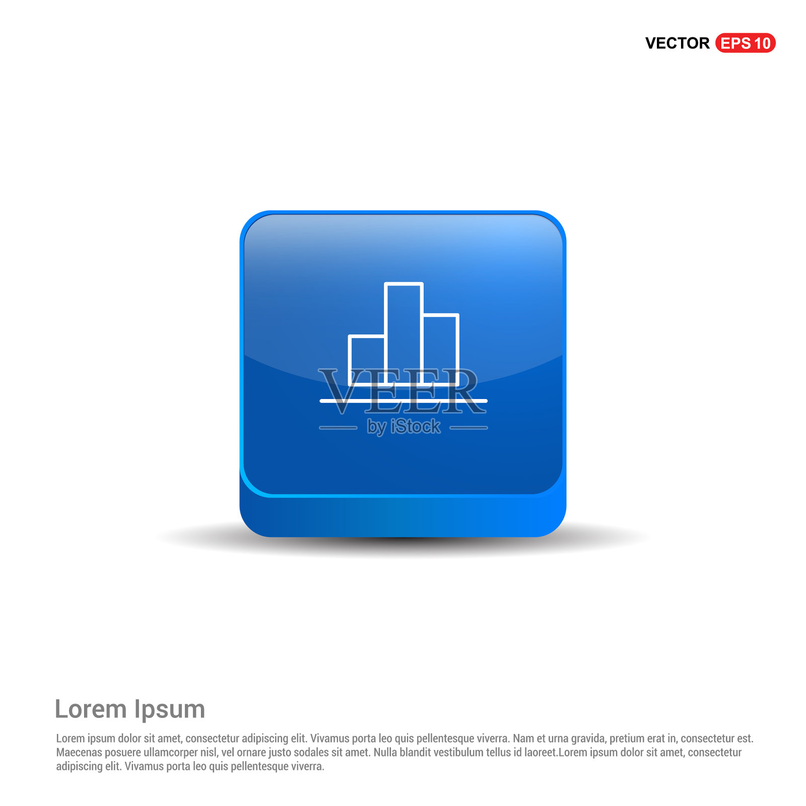 业务条形图图标- 3d蓝色按钮插画图片素材