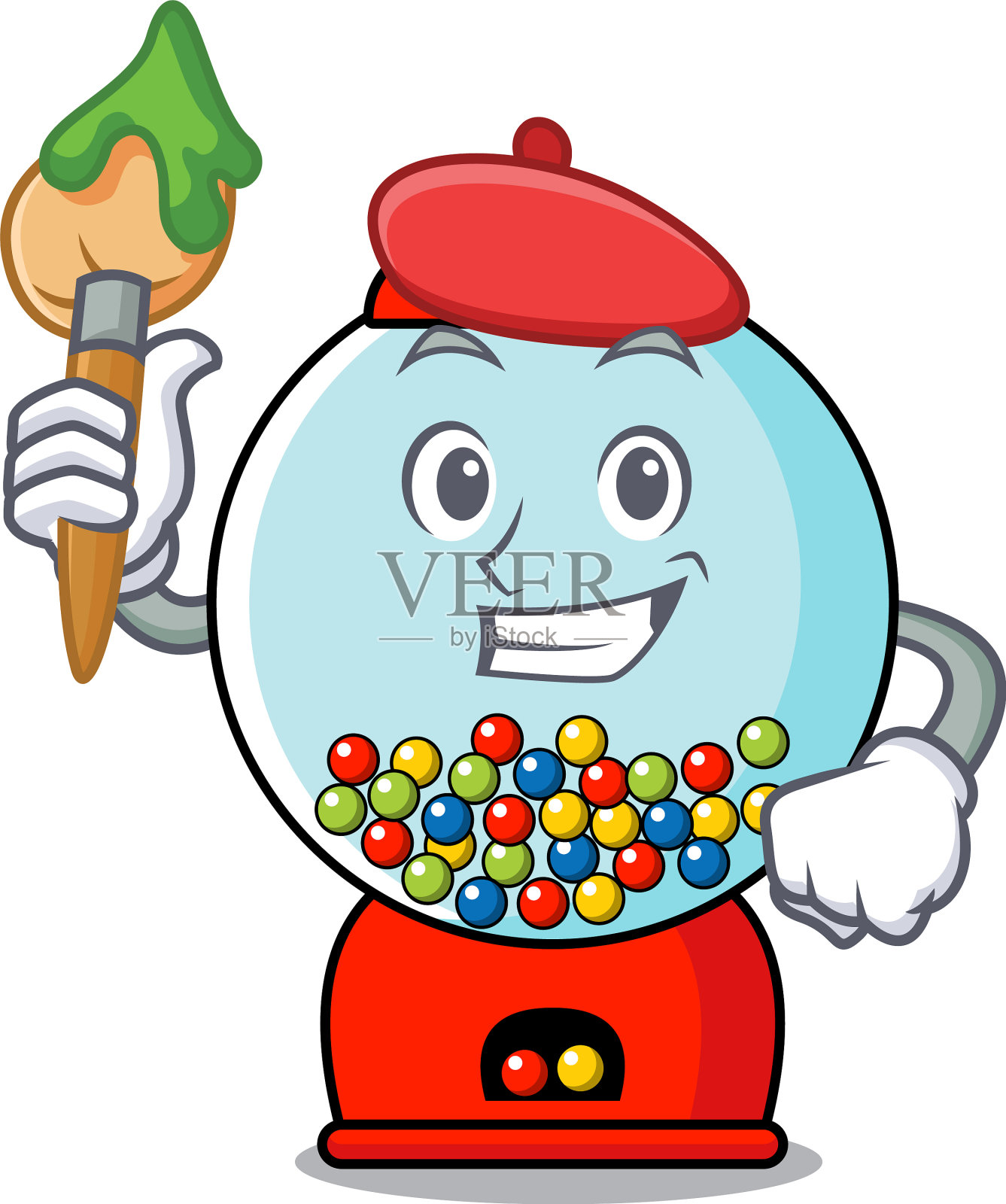 艺术家口香糖机人物卡通设计元素图片