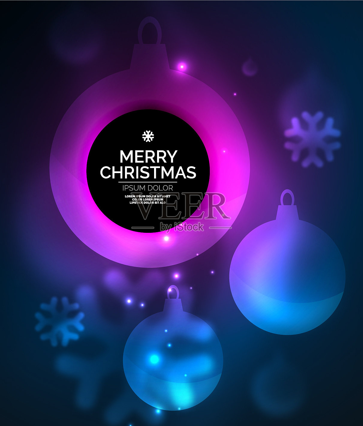 发光的圣诞球和雪花插画图片素材