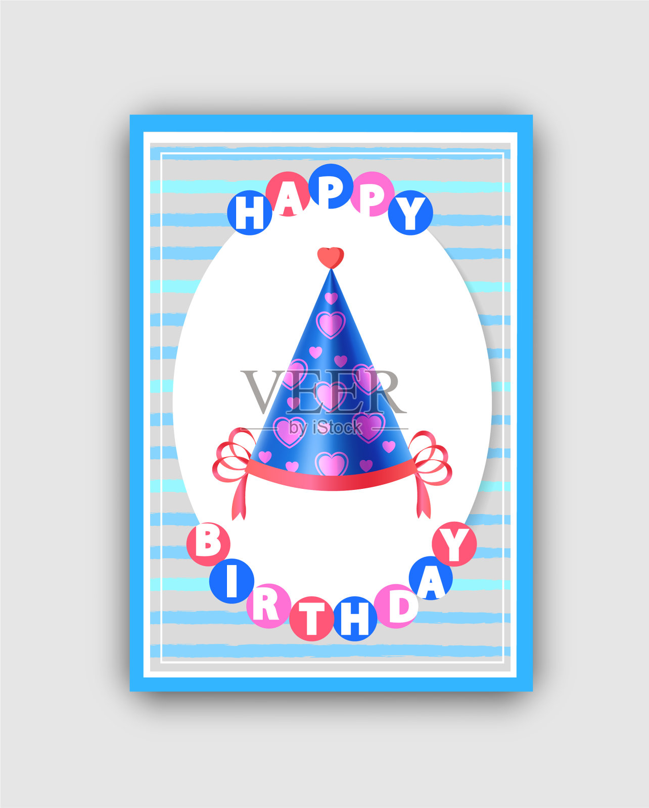 生日贺卡和可爱的节日帽设计模板素材