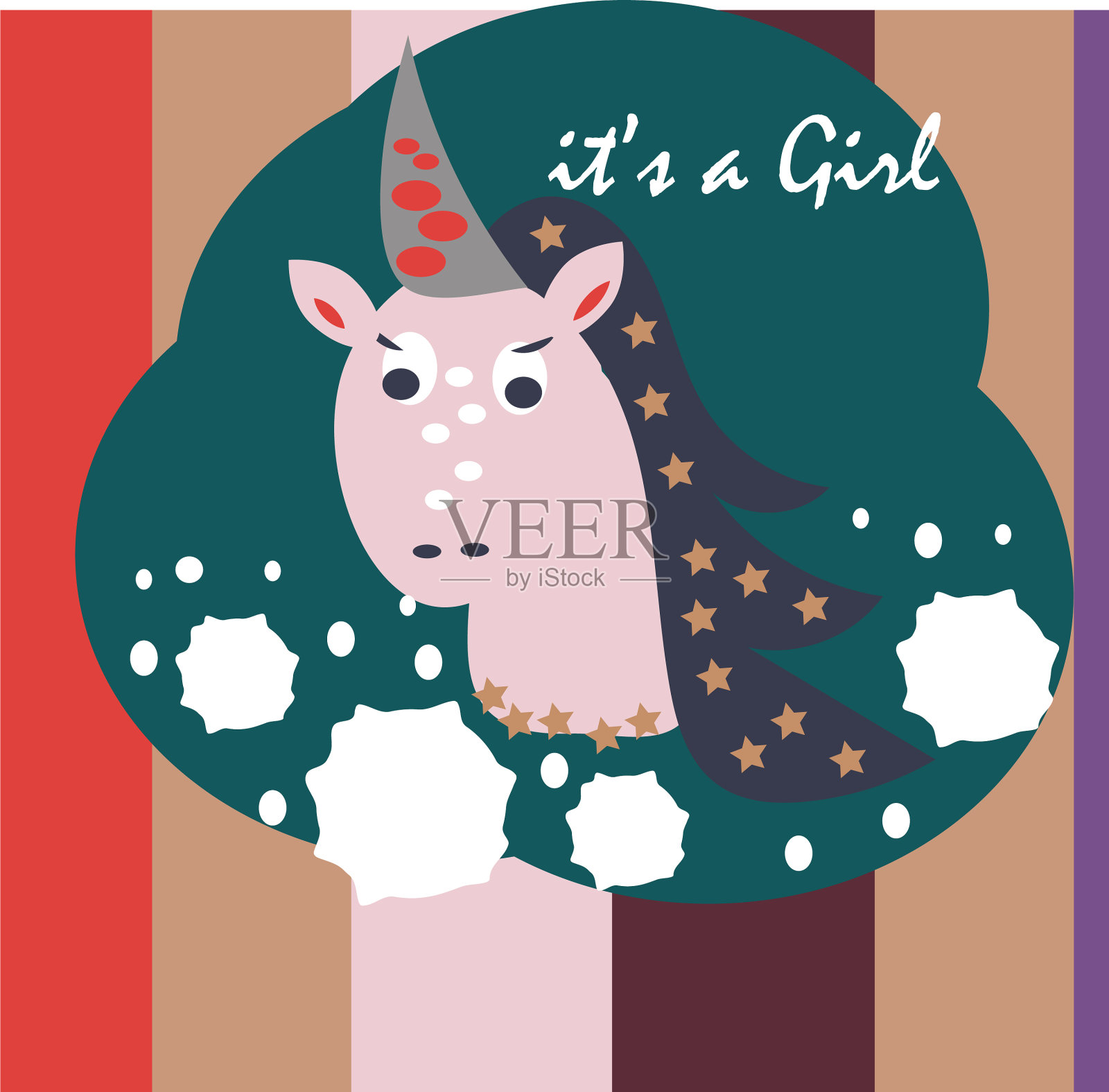 独角兽头像马贴纸插画图片素材