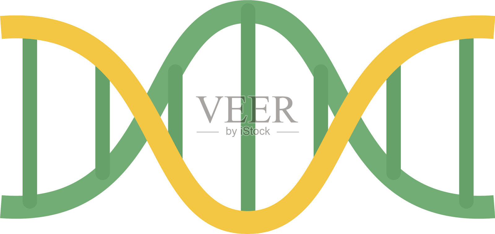 绿色黄色的DNA图标扁平化风格设计元素图片