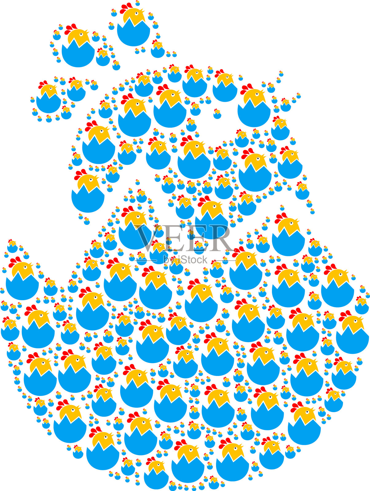 孵化小鸡图标拼贴插画图片素材