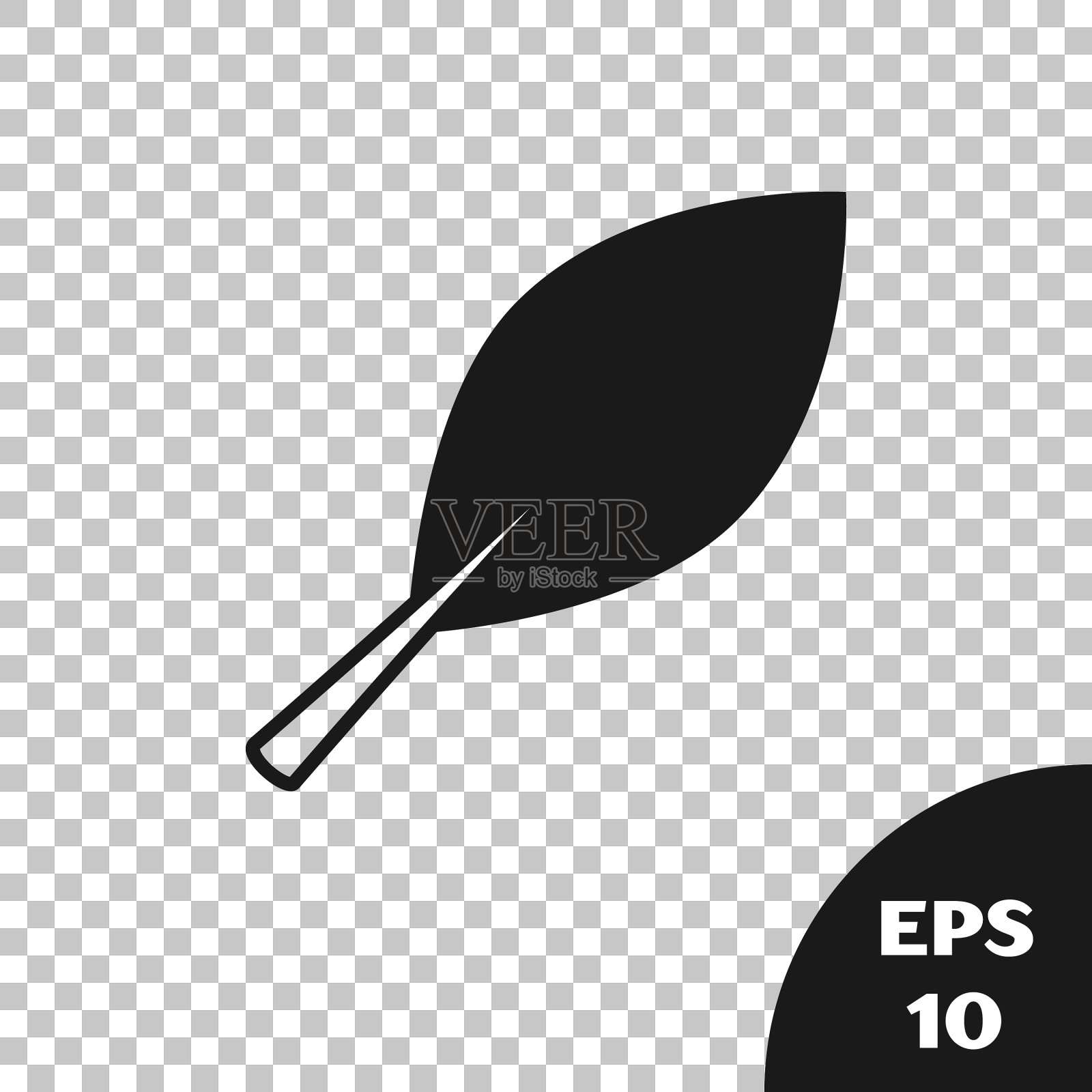 黑色叶子图标孤立在透明的背景插画图片素材