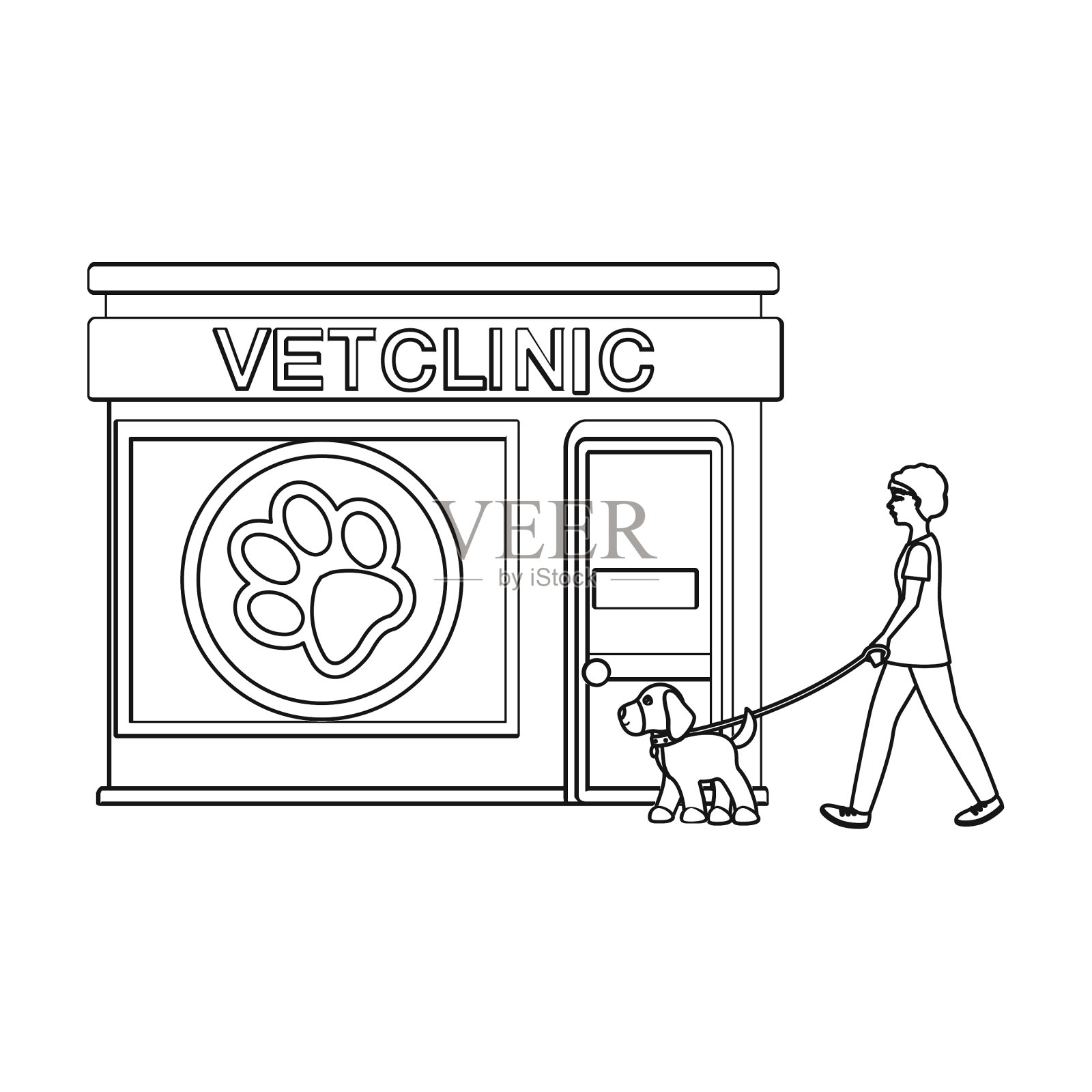 带着狗狗去看兽医诊所插画图片素材