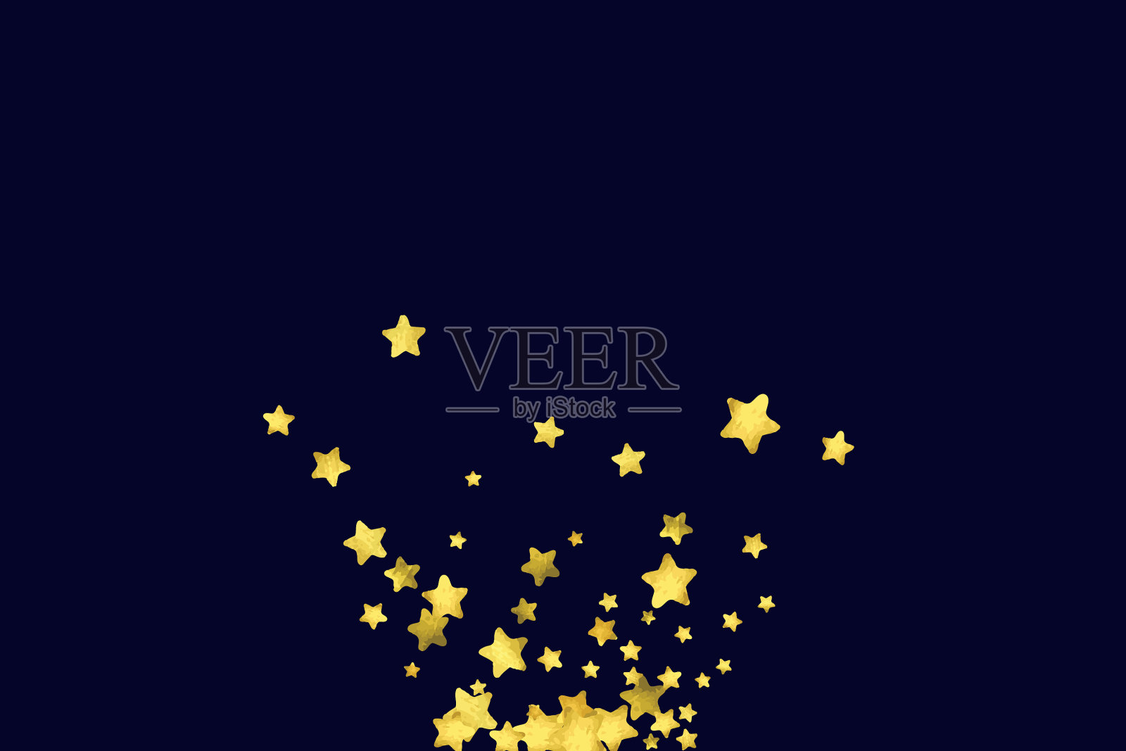 星星纸屑孤立在黑色背景上插画图片素材