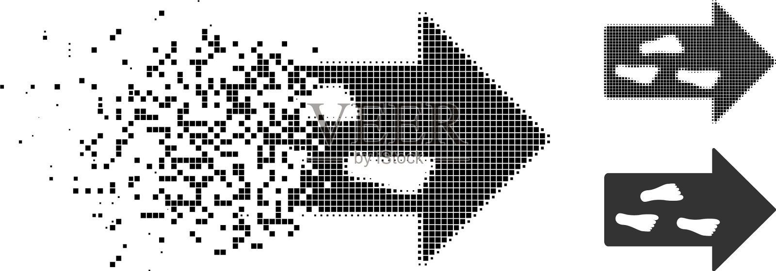 碎点半色调退出方向图标插画图片素材