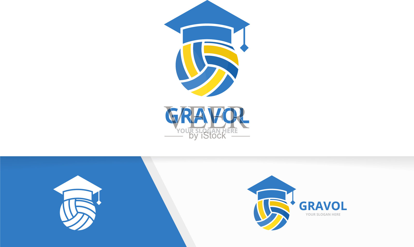 排球和毕业帽标志插画图片素材