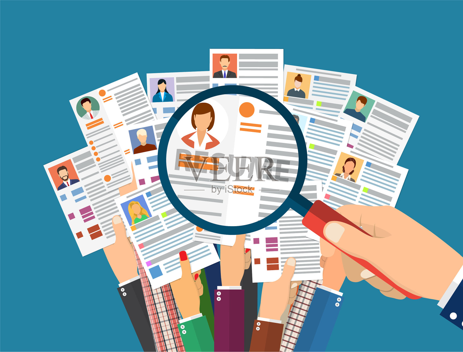 手握简历文件插画图片素材