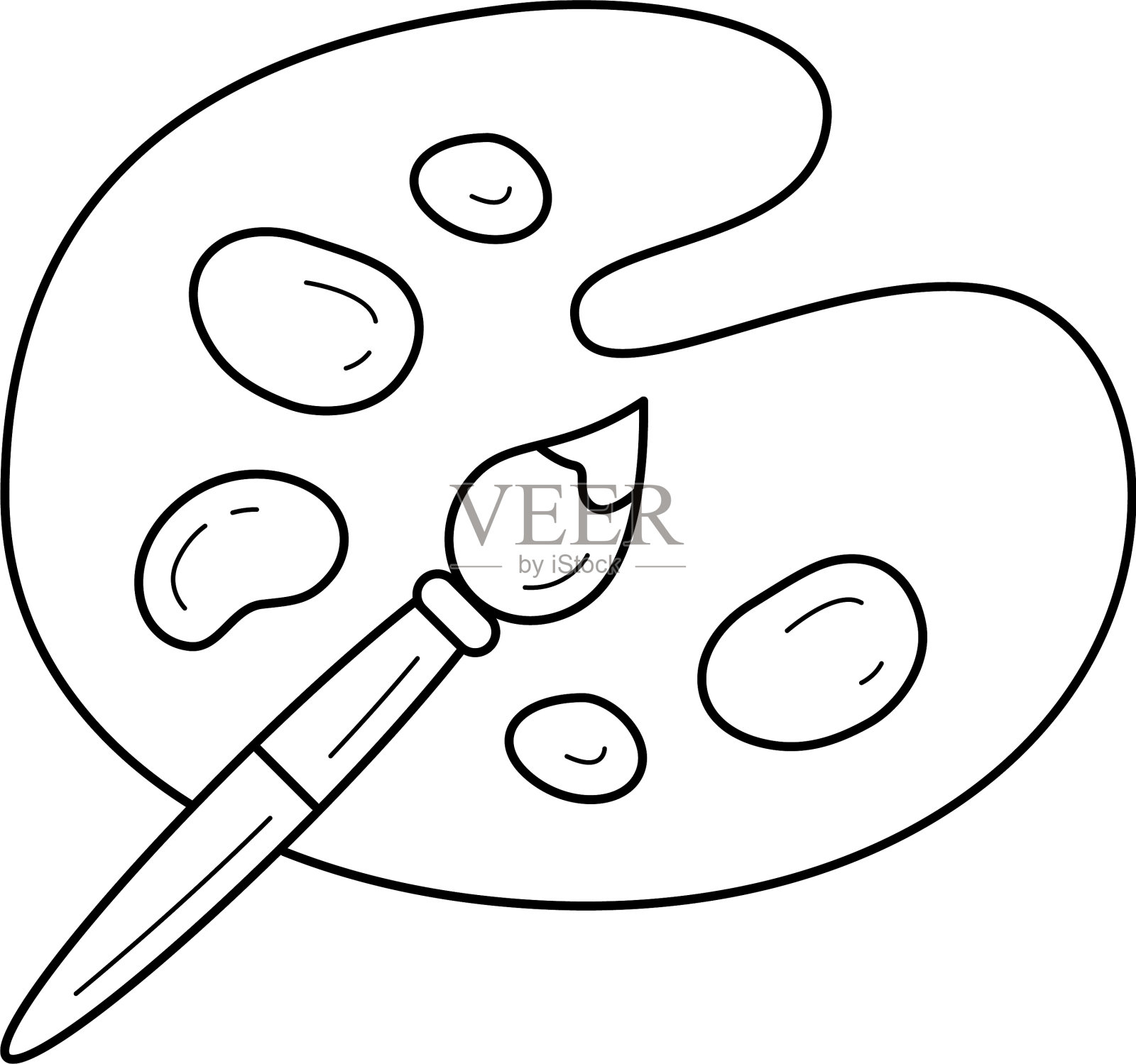 调色板与油漆笔刷线条图标设计元素图片