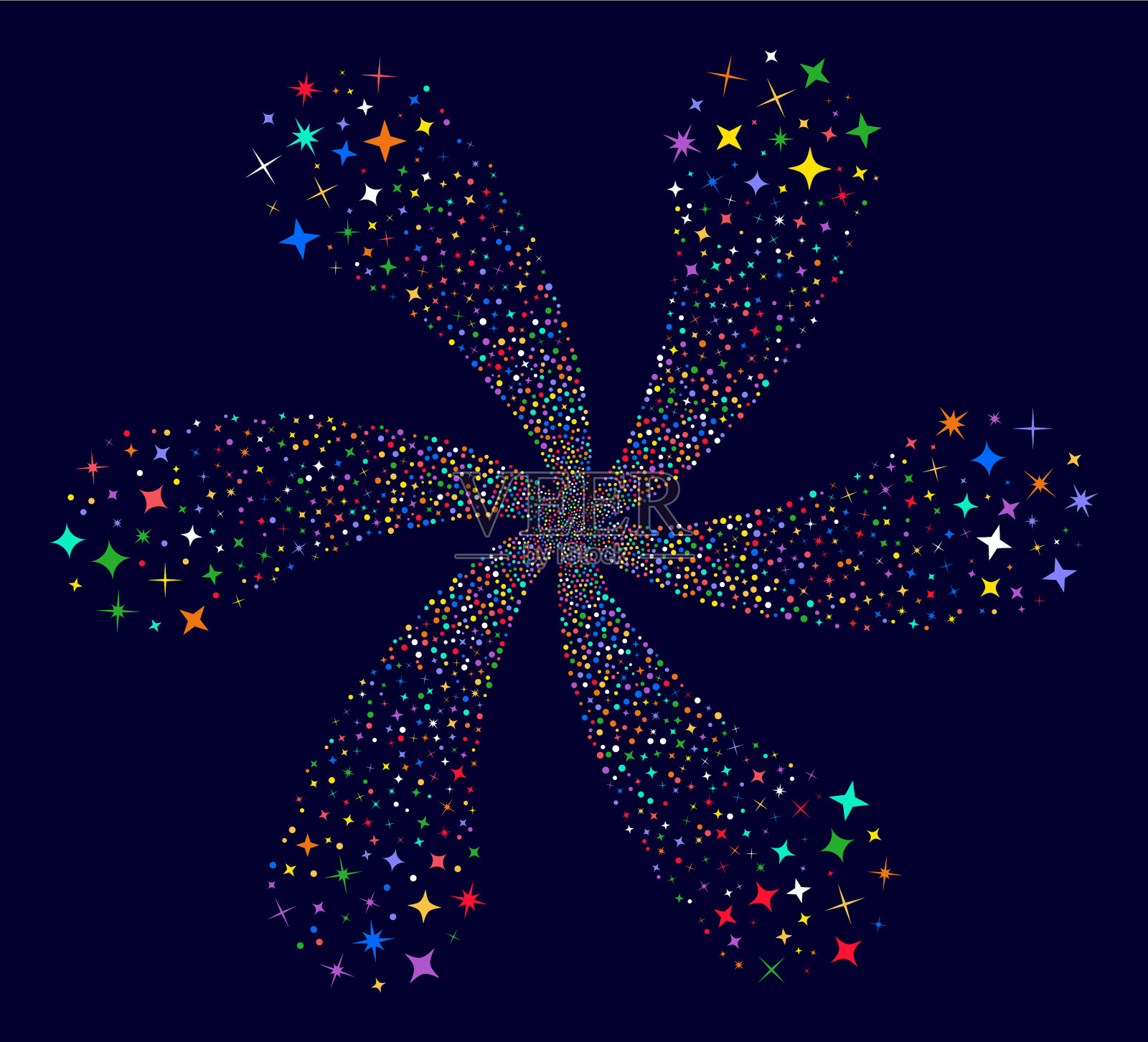 闪耀星星旋风抽象花朵插画图片素材