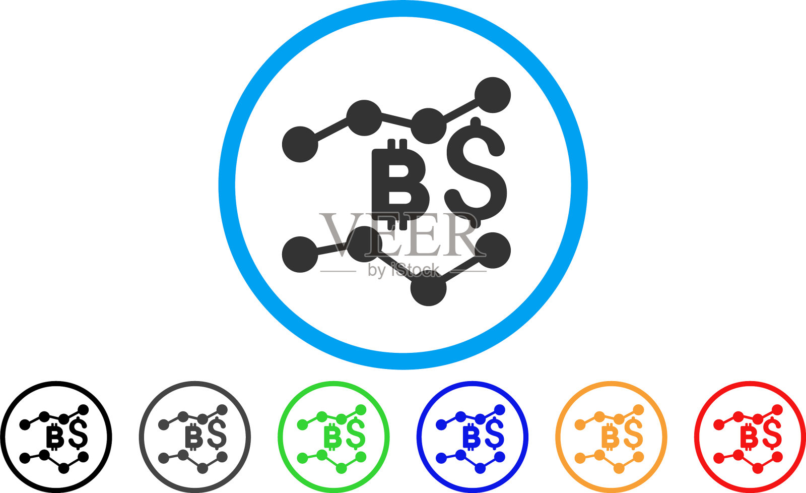 比特币和美元趋势持平插画图片素材